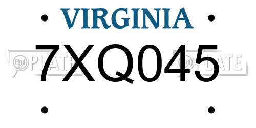 7XQ045 Virginia License Plate
