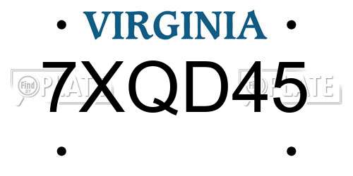 7XQD45 Virginia License Plate