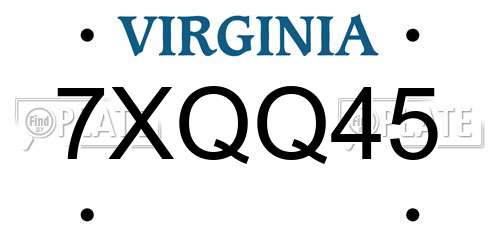 7XQQ45 Virginia License Plate