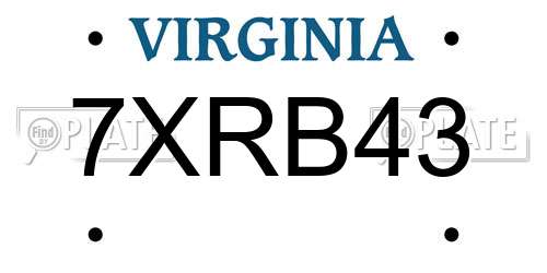 7XRB43 Virginia License Plate