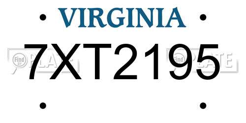 7XT2195 Virginia License Plate