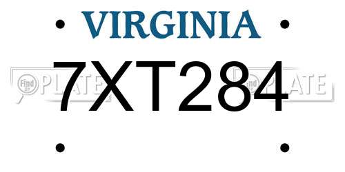 7XT284 Virginia License Plate
