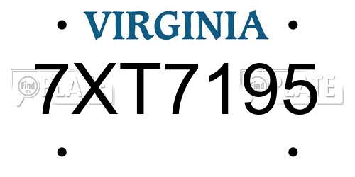 7XT7195 Virginia License Plate