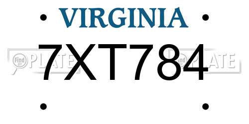 7XT784 Virginia License Plate