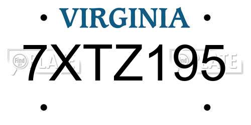 7XTZ195 Virginia License Plate