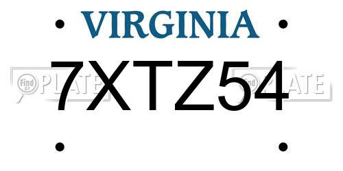 7XTZ54 Virginia License Plate