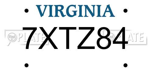 7XTZ84 Virginia License Plate