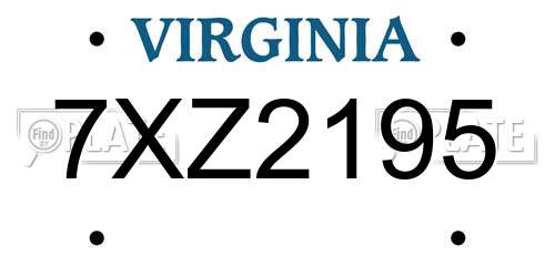 7XZ2195 Virginia License Plate