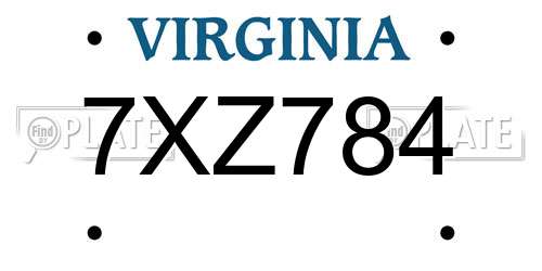 7XZ784 Virginia License Plate