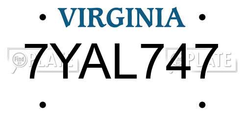 7YAL747 Virginia License Plate