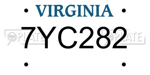 7YC282 Virginia License Plate