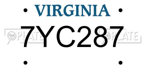 7YC287 Virginia License Plate