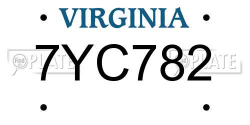 7YC782 Virginia License Plate