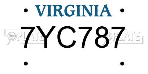 7YC787 Virginia License Plate