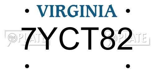 7YCT82 Virginia License Plate