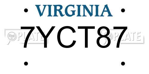 7YCT87 Virginia License Plate