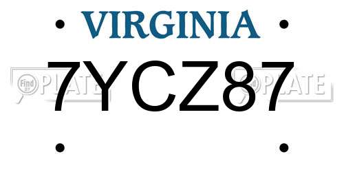 7YCZ87 Virginia License Plate