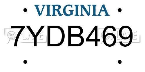 7YDB469 Virginia License Plate