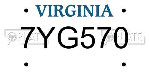 7YG570 Virginia License Plate