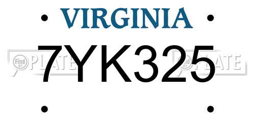 7YK325 Virginia License Plate