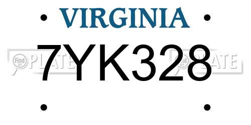 7YK328 Virginia License Plate