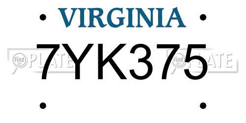7YK375 Virginia License Plate