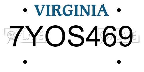 7YOS469 Virginia License Plate