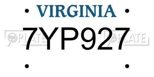 7YP927 Virginia License Plate