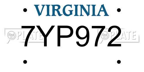 7YP972 Virginia License Plate