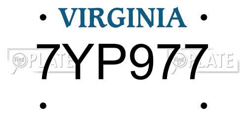 7YP977 Virginia License Plate