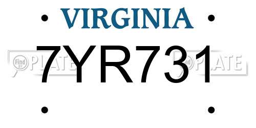 7YR731 Virginia License Plate