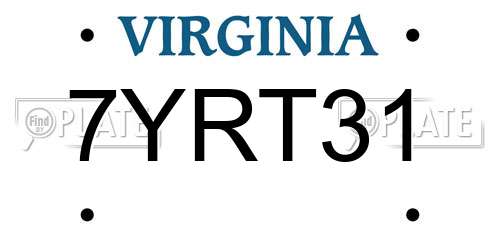 7YRT31 Virginia License Plate