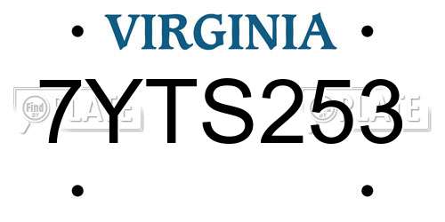 7YTS253 Virginia License Plate
