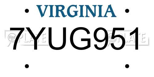7YUG951 Virginia License Plate