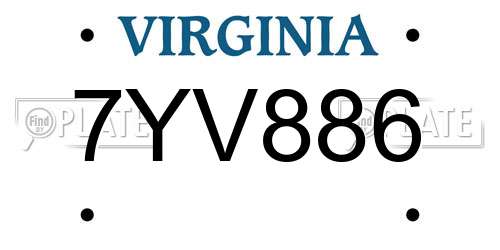 7YV886 Virginia License Plate