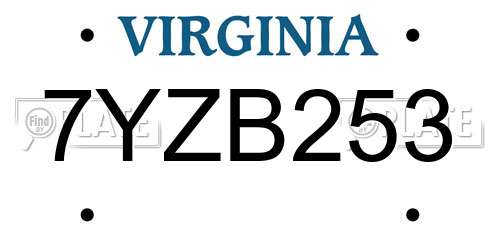 7YZB253 Virginia License Plate