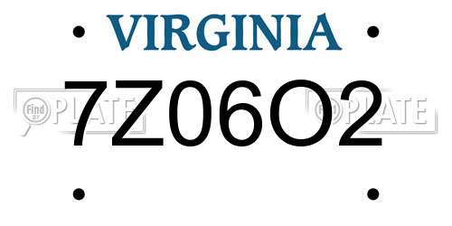 7Z06O2 Virginia License Plate