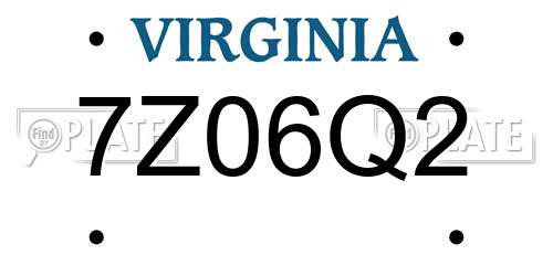 7Z06Q2 Virginia License Plate