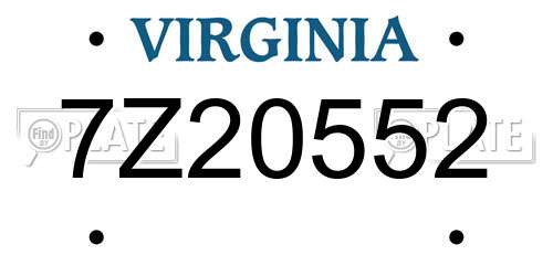 7Z20552 Virginia License Plate