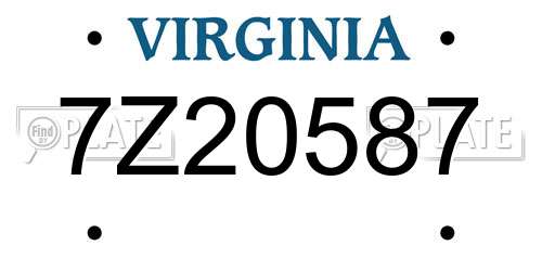 7Z20587 Virginia License Plate