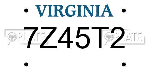 7Z45T2 Virginia License Plate