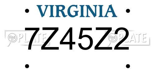 7Z45Z2 Virginia License Plate