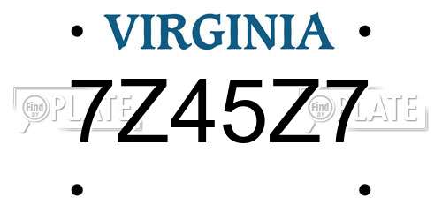 7Z45Z7 Virginia License Plate