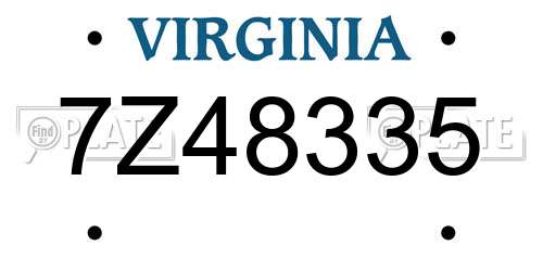 7Z48335 Virginia License Plate
