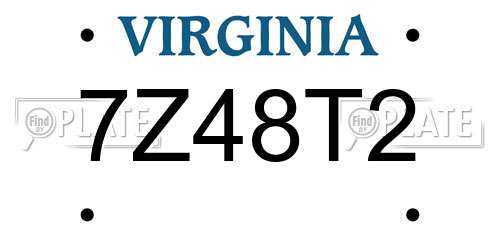 7Z48T2 Virginia License Plate