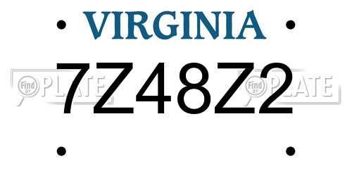 7Z48Z2 Virginia License Plate