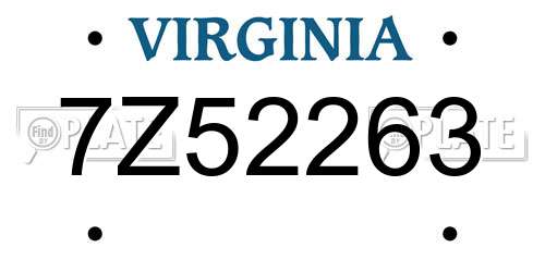7Z52263 Virginia License Plate