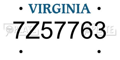 7Z57763 Virginia License Plate