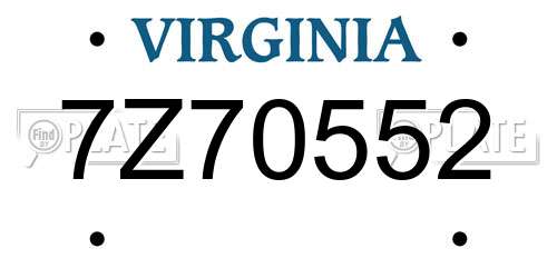 7Z70552 Virginia License Plate