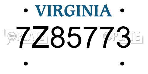 7Z85773 Virginia License Plate